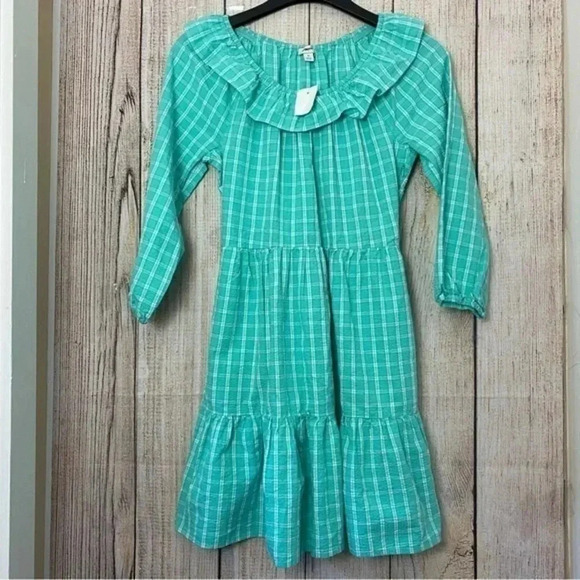 NWT J Crew womens ruffleneck mini dress Variscite Radiant Aqua size 6 - Picture 1 of 11